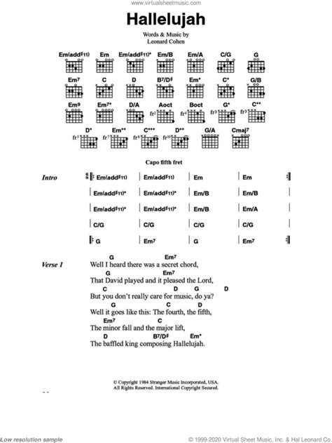 Buckley Hallelujah Sheet Music For Guitar Chords V3