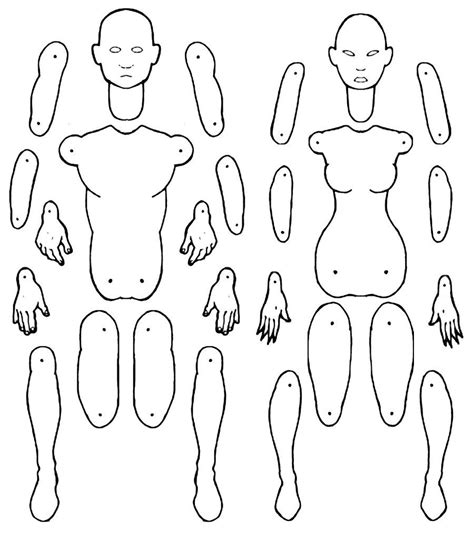 Male And Female Jointed Paper Doll Templates By Maduntwoswords On