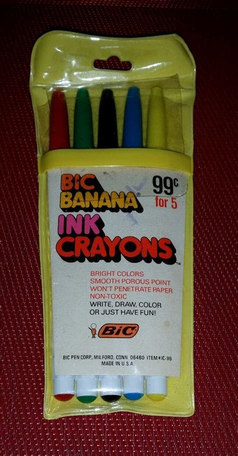 Vintage Bic Banana Ink Crayons Pack Set Of 5 Porous Point Pens 1970s