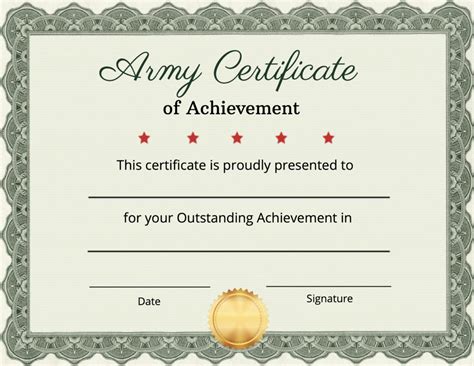Army Certificate Of Training Template