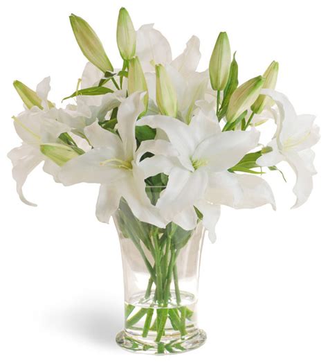 Casablanca Lily White Flower Arrangement Traditional Artificial