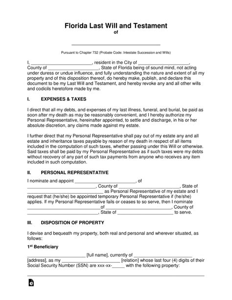 Please wait, your document is being prepared. Free Florida Last Will and Testament Template - PDF | Word | eForms - Free Fillable Forms
