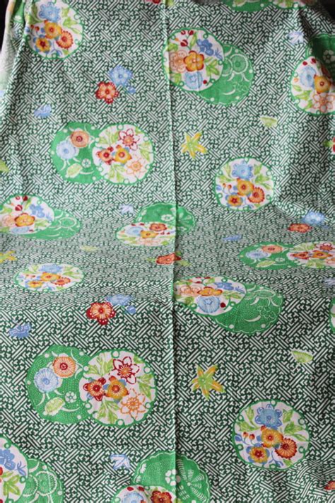 Vintage Green Floral Chinoiserie Print Cotton Fabric For Upholstery