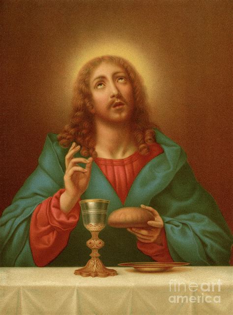 Christ Blessing The Bread And Wine Colour Litho Painting By Carlo Dolci Pixels Merch