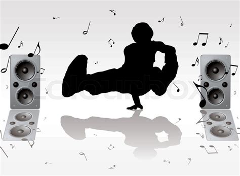 Dance Music Pose With Two Speakers And Stock Vector Colourbox