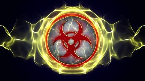 BIOHAZARD, Radiation Hazard Danger Symbols Animation, Rendering, Background, Loop, with Alpha ...