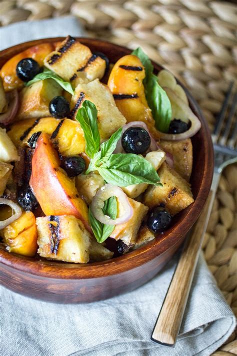 Grilled Panzanella Salad With Peaches Recipe The Wanderlust Kitchen