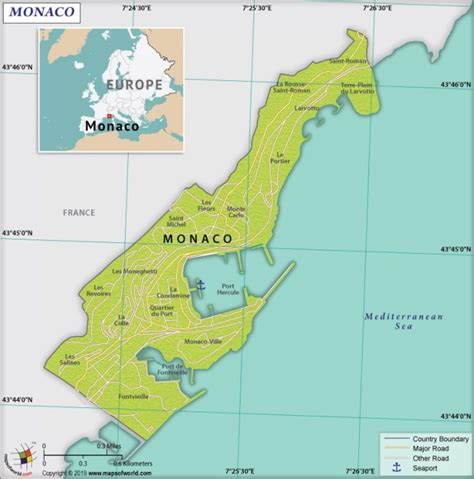 Monaco Map Map Of Monaco By Phonebook Of The World Com Facts On