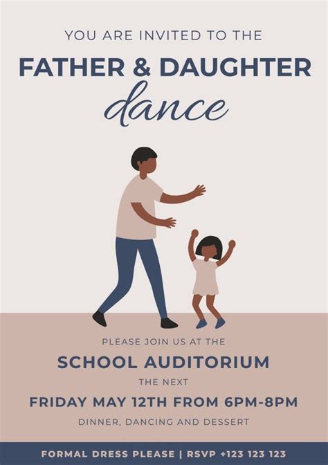 Free Minimalist Father Daughter Dance Invitation Template