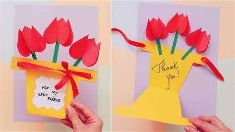 Diy Thank You Card For Best Friend Paper Flower Bouquet How To Make