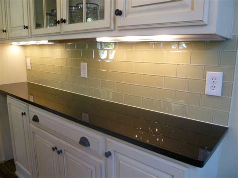 Glass & ceramic subway tile combined backsplash design. Glass Subway Tile Kitchen Backsplash - Contemporary ...