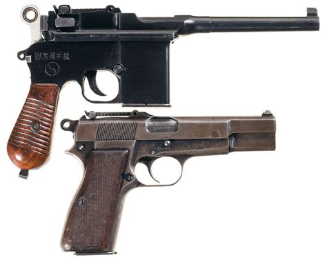 Two Military Semi Automatic Pistols A Chinese Detachable Magazine