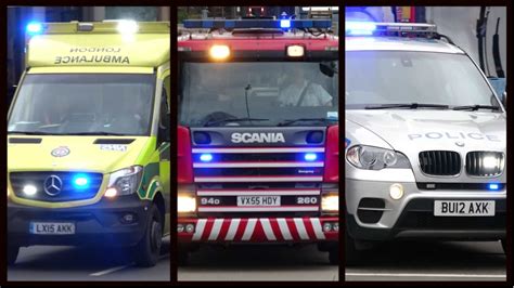 Fire Engines Police Cars And Ambulances Responding Compilation 28