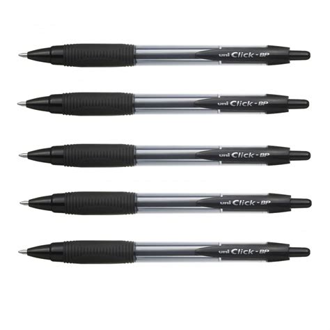 Click Bp Retractable Ballpoint Pens Pack Of 5 Black Ink Uni Ball