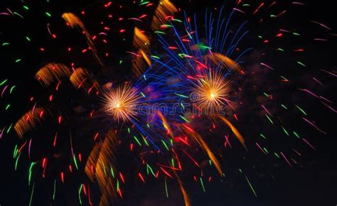 Colorful Fireworks In Night Sky Stock Image Image Of Pyrotechnics