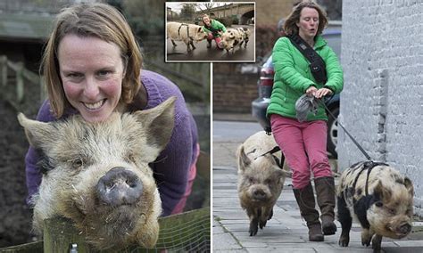 London Woman Takes Her Two Pigs On A Morning Walk Daily Mail Online