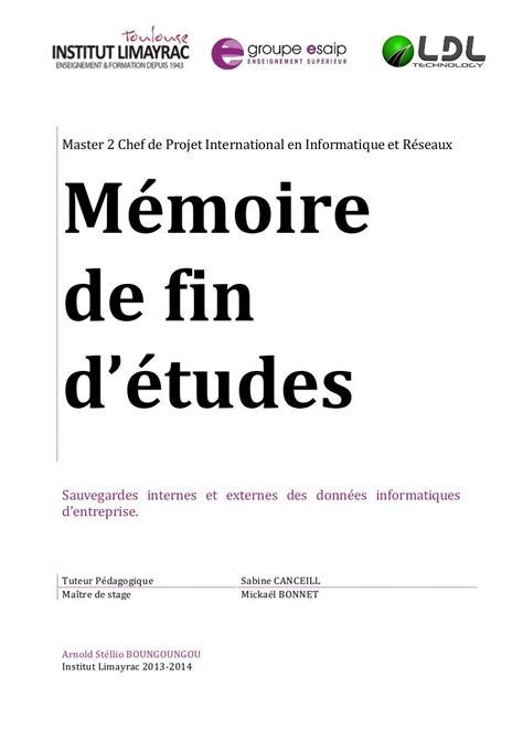 Memoire De Fin Détudes Pour Le Diplome De Chef De Projet Informatiqu