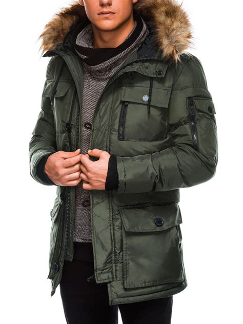Mens Winter Parka Jacket Khaki C355 Modone Wholesale Clothing