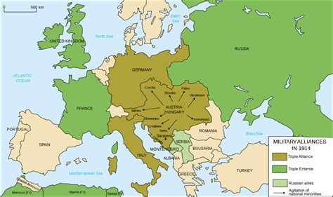 Europes Military Alliances In World War I 1914 Full Size