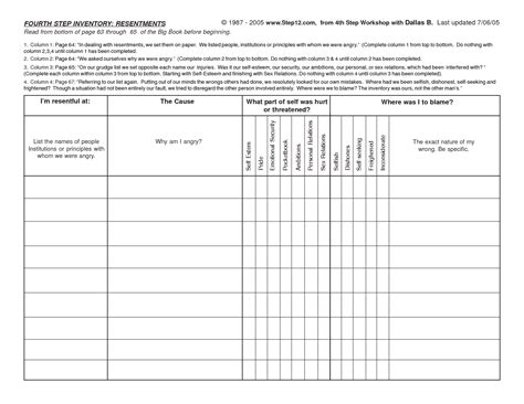 thebrownfaminaz: 4th step template excel