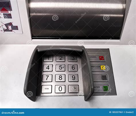 Close Up Atm Keypad With A Worn Metal Surface Stock Image Image Of