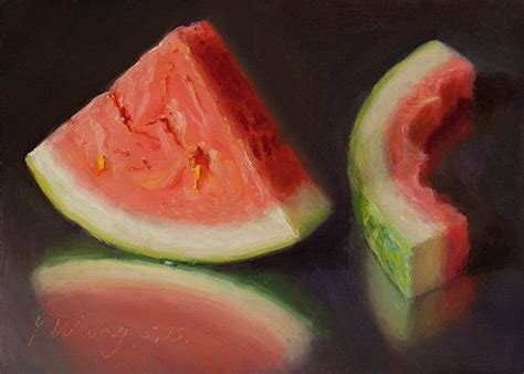 Watermelon Original Daily Oil Painting A Day Still Life Fruit Realism