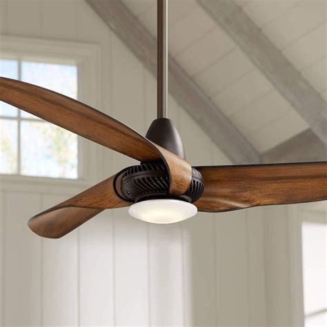 Bent Molded Leaf Ceiling Fan With Light Dark Brown Finish High Ceiling