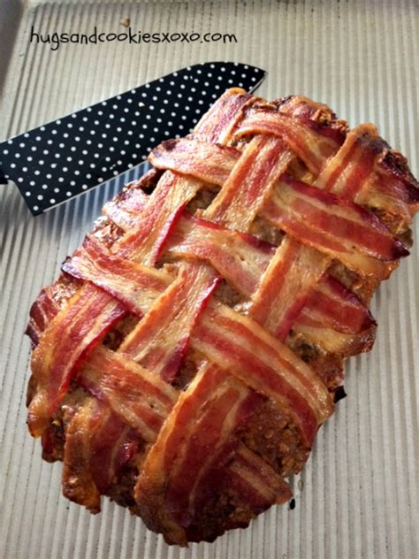 This recipe cooks for hours so your house smells amazing by dinner time! Bacon Wrapped Meatloaf - Hugs and Cookies XOXO