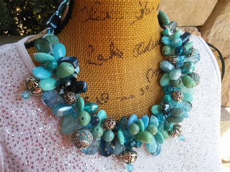 Turquoise Statement Necklace Bold Chunky Necklace Statement