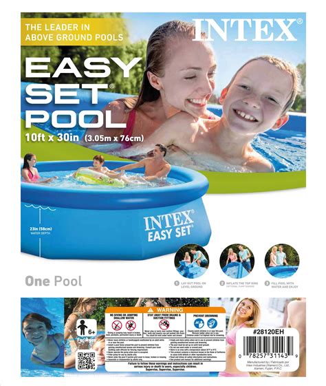 Intex Easy Set 10ft X 30in Above Ground Inflatable Round Swimming Open