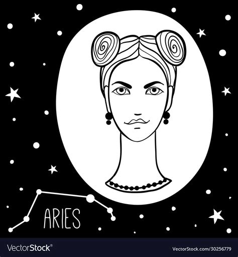 Aries Woman With Zodiac Sign Royalty Free Vector Image