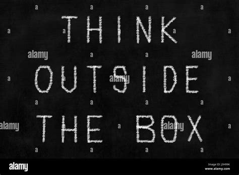 Chalkboard With Think Outside The Box Handwriting Stock Photo Alamy