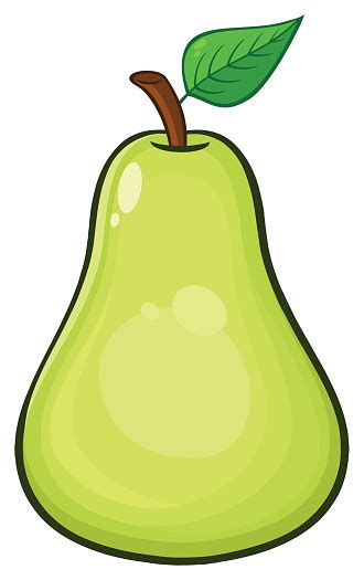 Ilustración De Fruta De La Pera Con Hoja Verde De Dibujos Animados