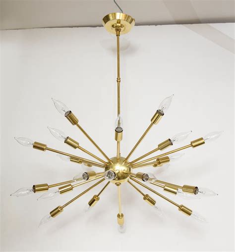 1950s Mid Century Modern 24 Arm Sputnik Brass Chandelier