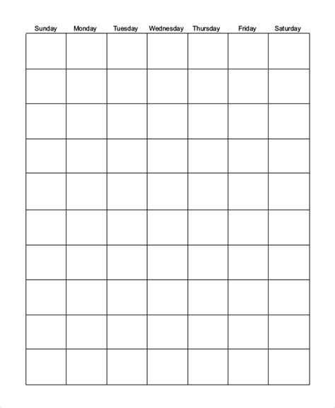 free 6 printable blank calendar templates in pdf ms word