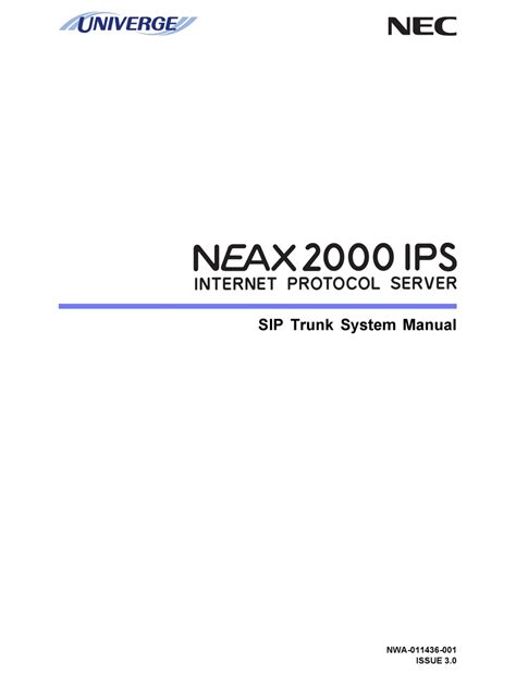 Nec Univerge Neax 2000 Ips System Manual Pdf Download Manualslib