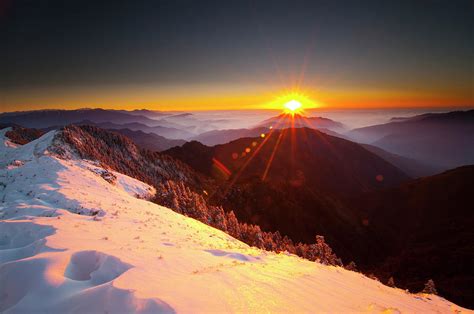 Sunset Over Mount Hehuan Taroko Taiwan Photograph By All Rights By