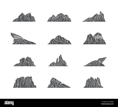 Set Of Mountains Line Art Logo Design Illustration Vector Template