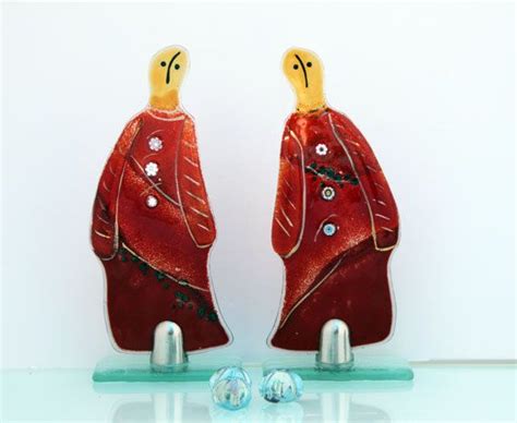 Fused Glass Figure Sculpture Art Set Of 2 By Virtulyglass On Etsy 70 00 Art Set Fused Glass
