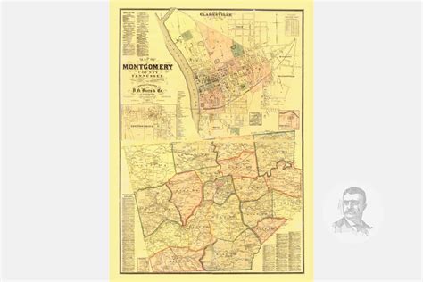 Vintage Montgomery County Map 1877 Old Map Of Montgomery Etsy