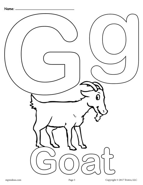 Letter G Alphabet Coloring Pages 3 Free Printable Versions Supplyme