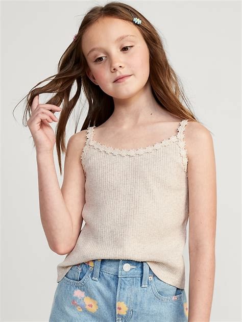 Rib Knit Lace Trim Fitted Cami For Girls Old Navy
