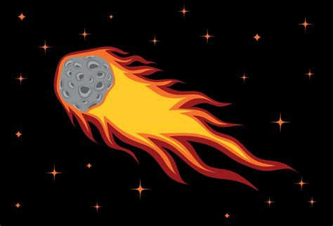 Comet Glides With Fire At Night 10257569 Vector Art At Vecteezy