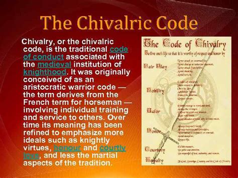 The Code Of Chivalry The Chivalric Code