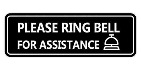 Standard Please Ring Bell For Assistance Bell Sign Black Small