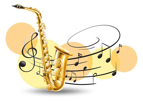 Golden Saxophone With Music Notes In Background 446619 Vector Art At