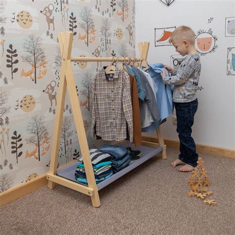 Montessori Teepee Style Clothing Rack With Storage Kids Room Etsy Uk