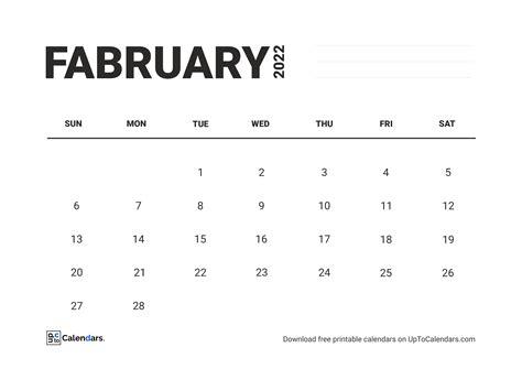 Printable February 2022 Calendar Blank Templates Free Download In Pdf