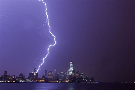 Early Morning Lightning Storm Over New York City Lightning Storm