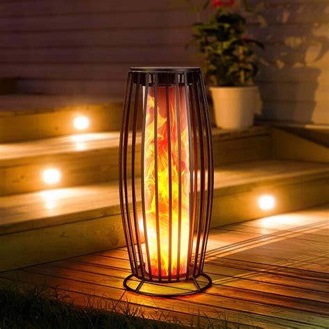 Letmy Outdoor Solar Large Lanterns Floor Decorative Lamp With Usb